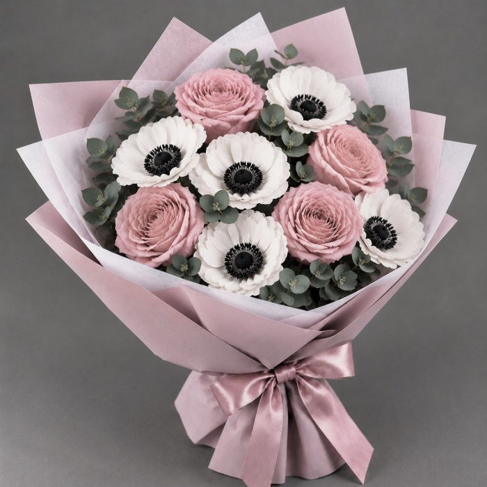 Букет с розами и анемонами, фото 3